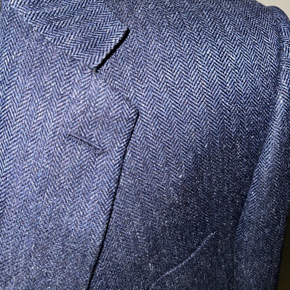 HICKEY FREEMAN Heather Blue / Grey Herringbone Sport Coat for Neiman Marcus - Picture 4 of 7